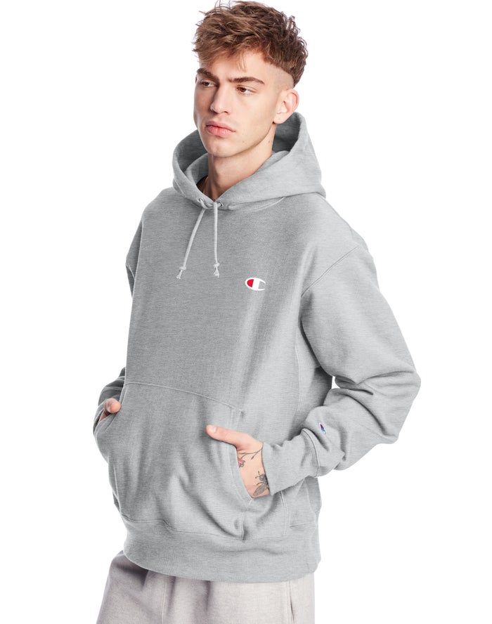 Champion Mens Hoodie NZ - Reverse Weave C Logo Grey ( 5316-UWIPO )